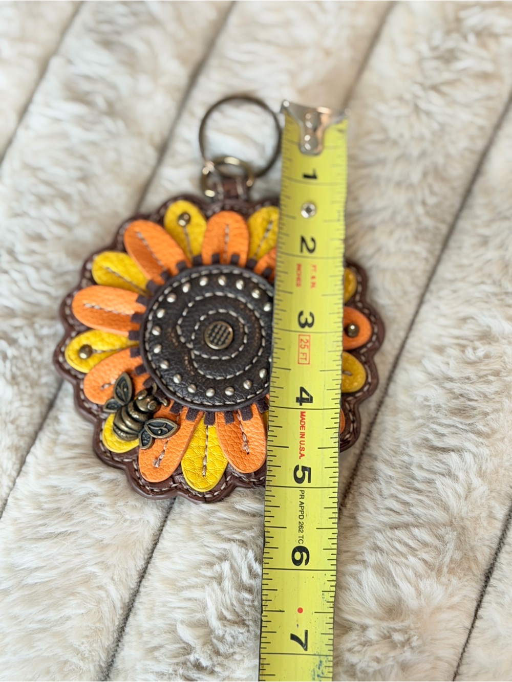 Chala Sunflower Leather Keychain Coin Purse with Bee Accent NWOT - Picture 5 of 6